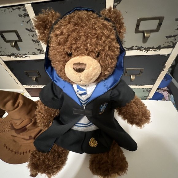 BUILD A BEAR Harry Potter Ravenclaw Brown Bear Robe Shirt Tie Vest Hat Sound! - Picture 7 of 7